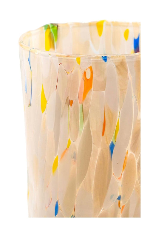 Højt tønde glas elfenben i Murano-glas