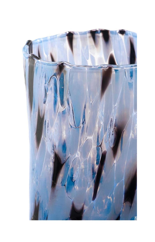 Højt tønde glas i pervinca og sort Murano-glas