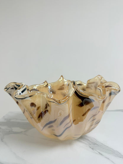 Centerstykke "Fazzoletto" med dyreprint i Murano-glas