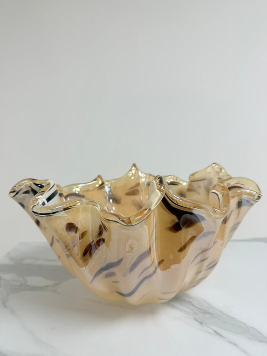 Centerstykke "Fazzoletto" med dyreprint i Murano-glas