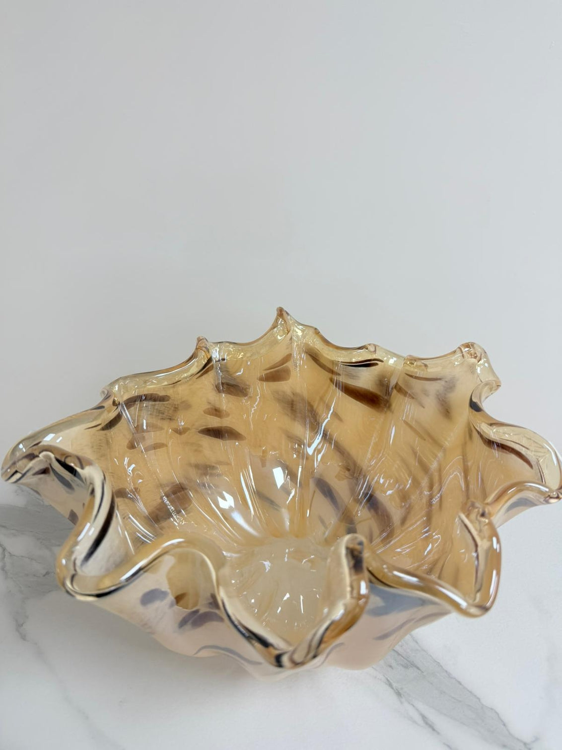 Centerstykke "Fazzoletto" med dyreprint i Murano-glas