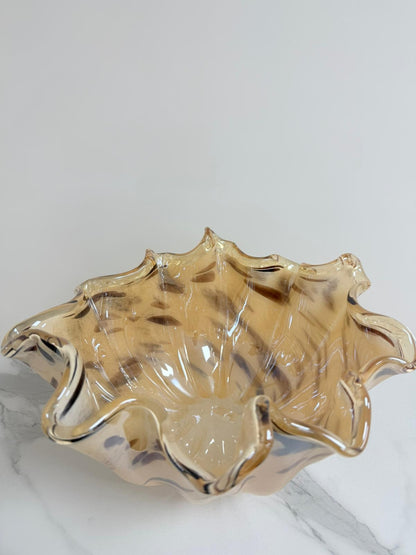 Centerstykke "Fazzoletto" med dyreprint i Murano-glas