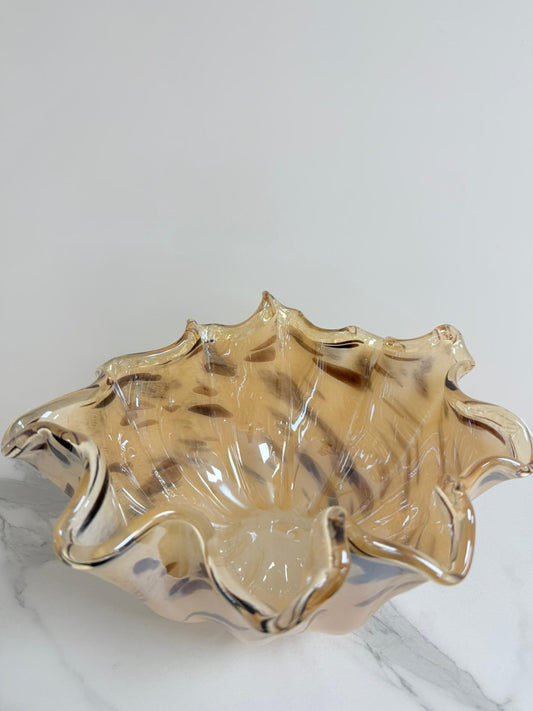 Centerstykke "Fazzoletto" med dyreprint i Murano-glas