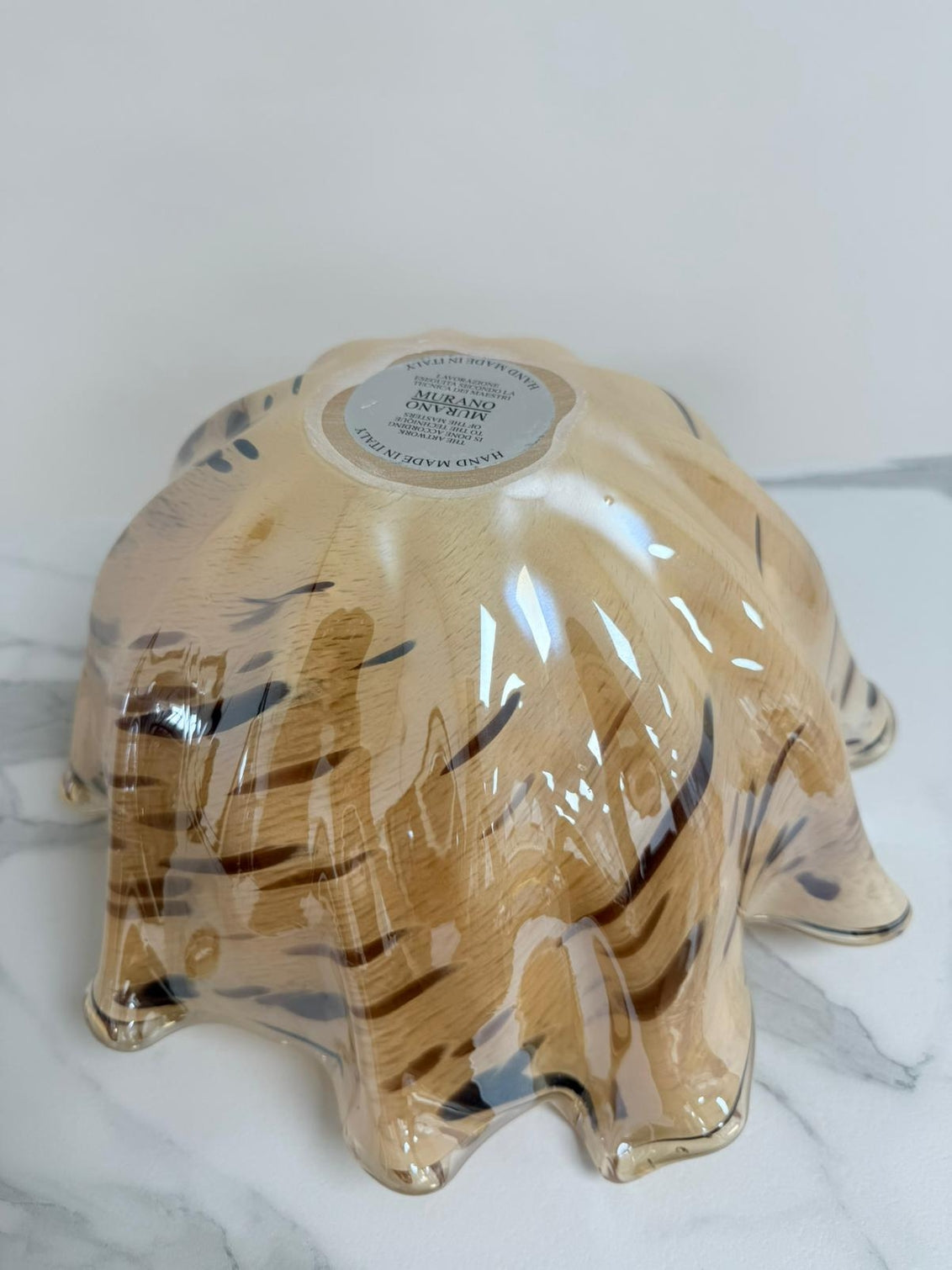 Centerstykke "Fazzoletto" med dyreprint i Murano-glas