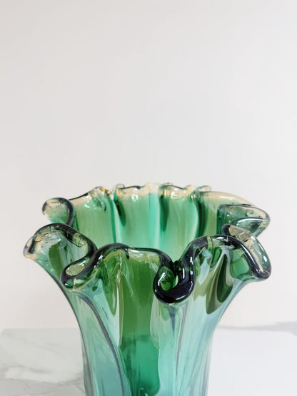 Stor "Fazzoletto"-vase i grøn Murano-glas