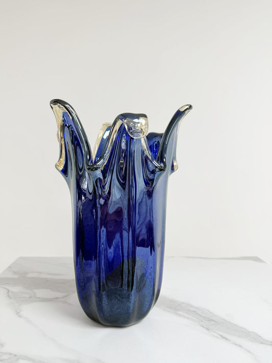 Stor Giusy-vase i blå Murano-glas