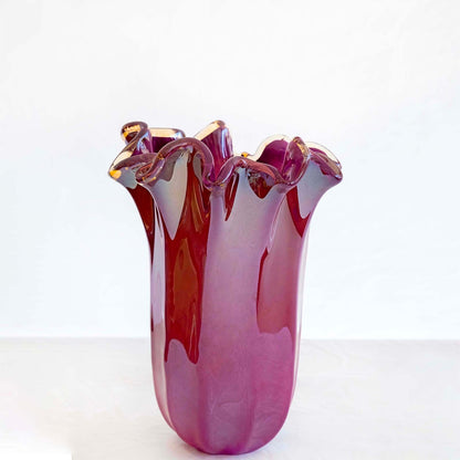 Stor lilla Fazzoletto vase i Murano-glas