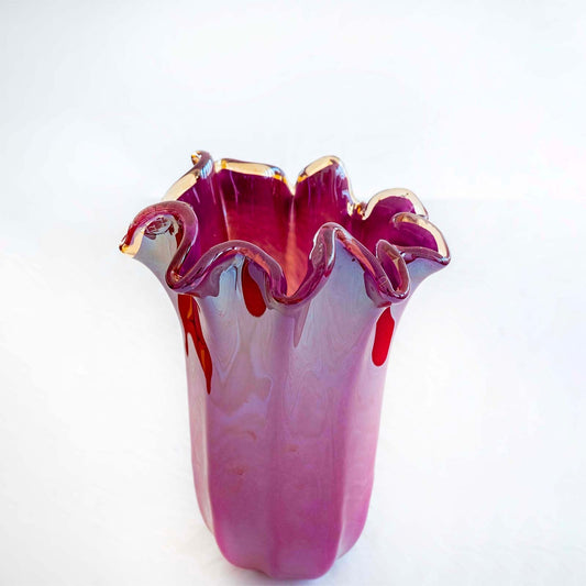 Stor lilla Fazzoletto vase i Murano-glas