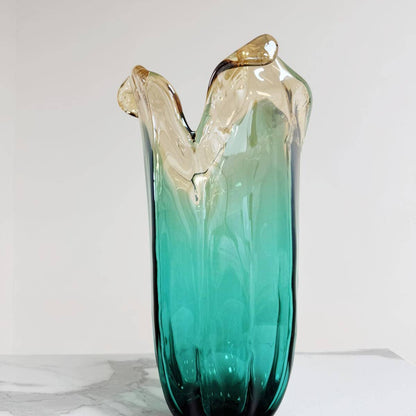Stor tulipanvase i Murano-glas, grøn