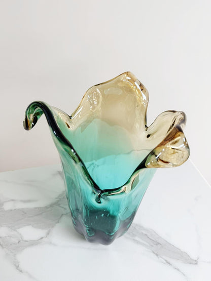 Stor tulipanvase i Murano-glas, grøn