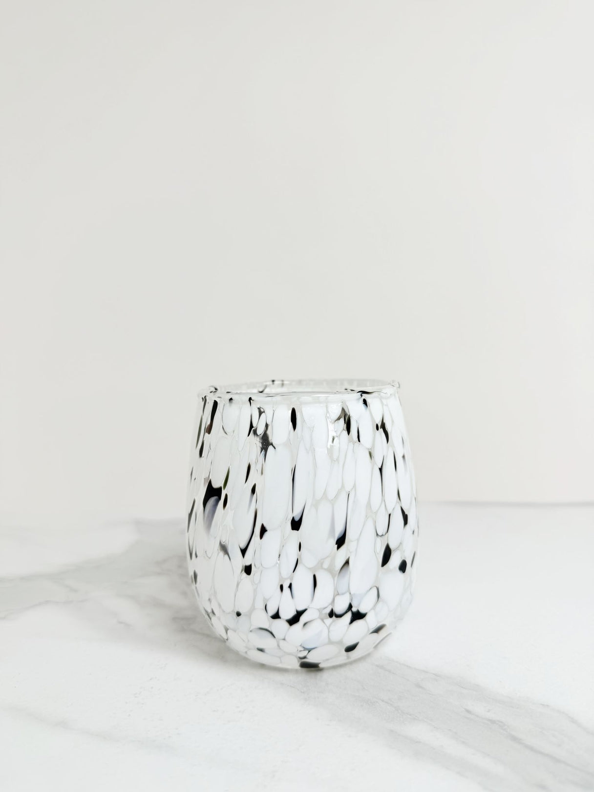 Rund tønde glas i Murano-glas, sort/hvid