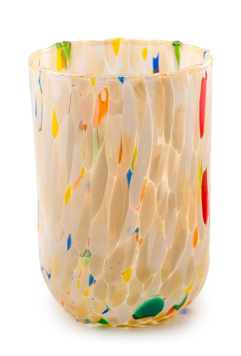Højt tønde glas elfenben i Murano-glas
