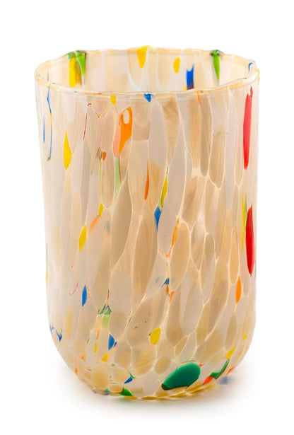Højt tønde glas elfenben i Murano-glas