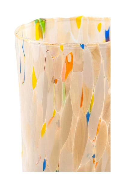 Højt tønde glas elfenben i Murano-glas