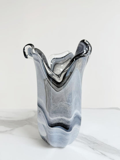 Medium tulipanvase i Murano-glas, sort/grå