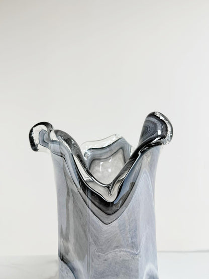 Medium tulipanvase i Murano-glas, sort/grå