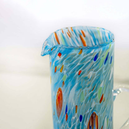 Høj kande azurblå i mundblæst Murano-glas