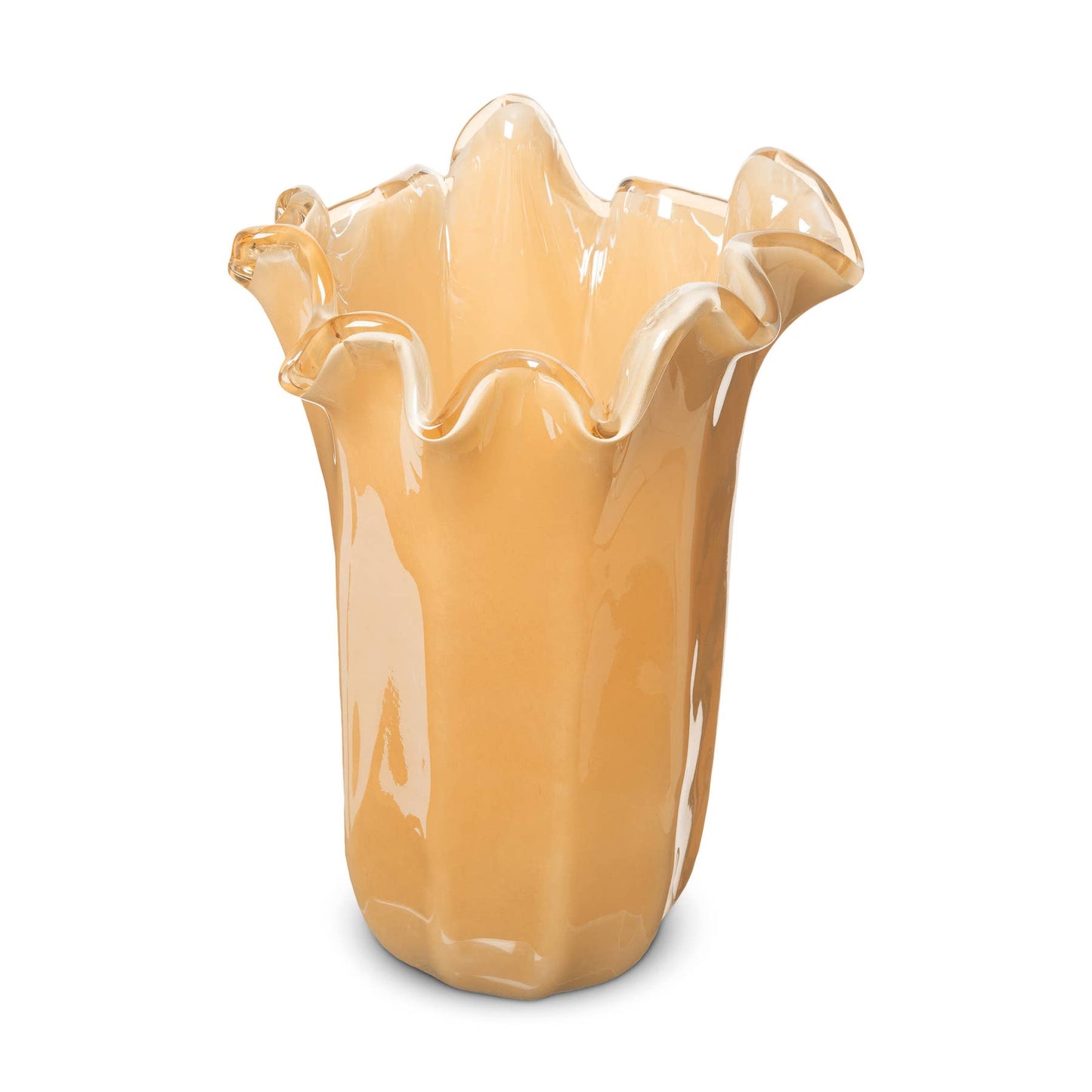 Stor Fazzoletto-vase i guld i Murano-glas
