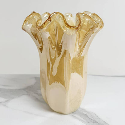 Mellem Fazzoletto-vase guld i Murano-glas