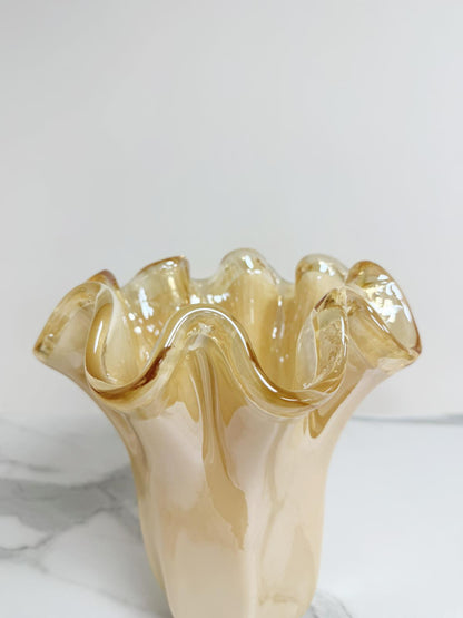 Mellem Fazzoletto-vase guld i Murano-glas