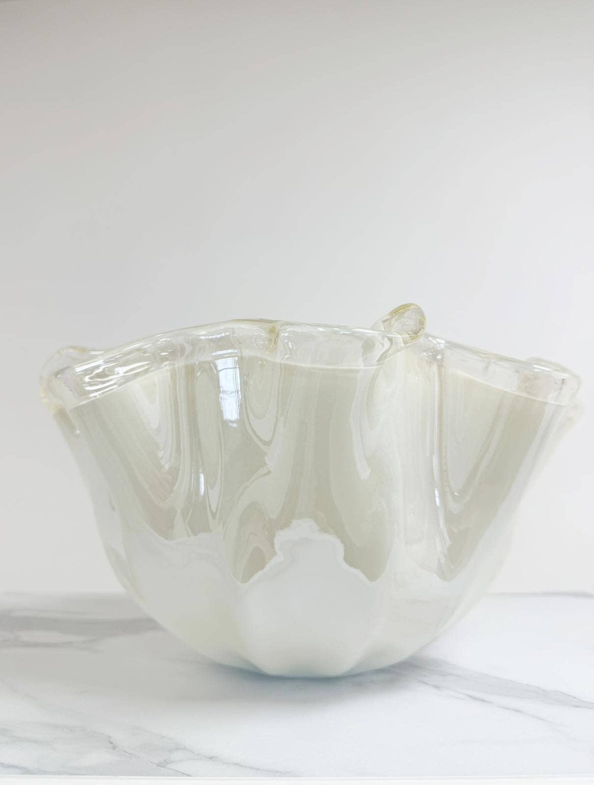 MURANO DREAM, stor Fazzoletto skål i  Murano-glas, elfenbensfarvet