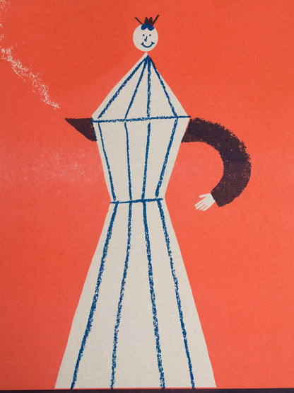 Max Machen, Rød Café Kaffe,  riso-print (A4) indrammet
