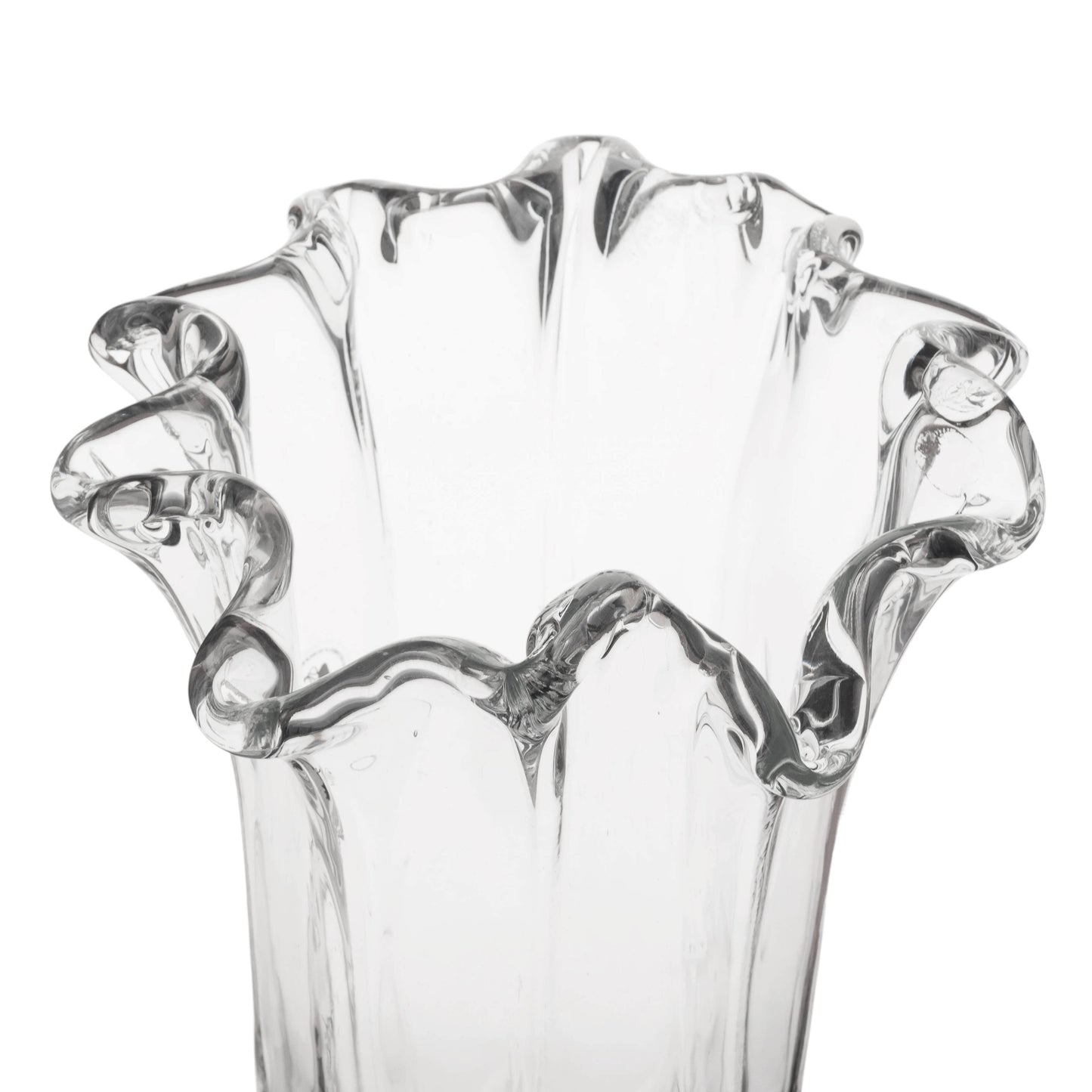 Stor gennemsigtig Fazzoletto-vase i Murano-glas