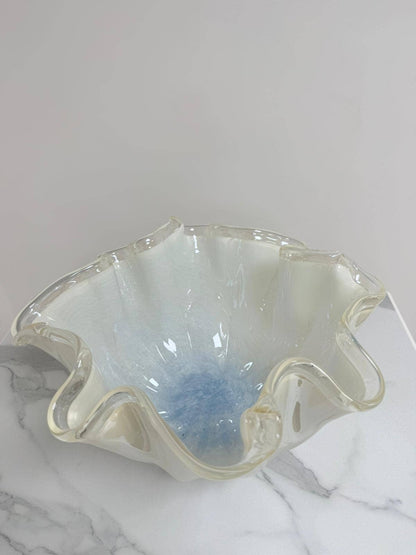 MURANO DREAM, stor Fazzoletto skål i  Murano-glas, elfenbensfarvet