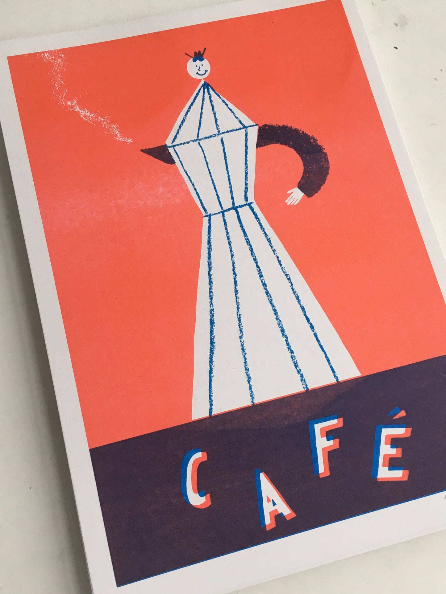 Max Machen, Rød Café Kaffe,  riso-print (A4) indrammet