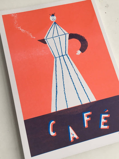 Max Machen, Rød Café Kaffe,  riso-print (A4) indrammet