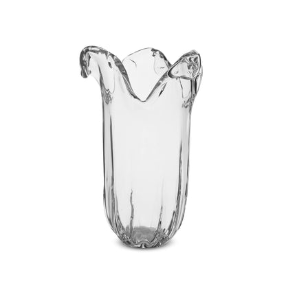 Stor gennemsigtig tulipanvase i Murano-glas
